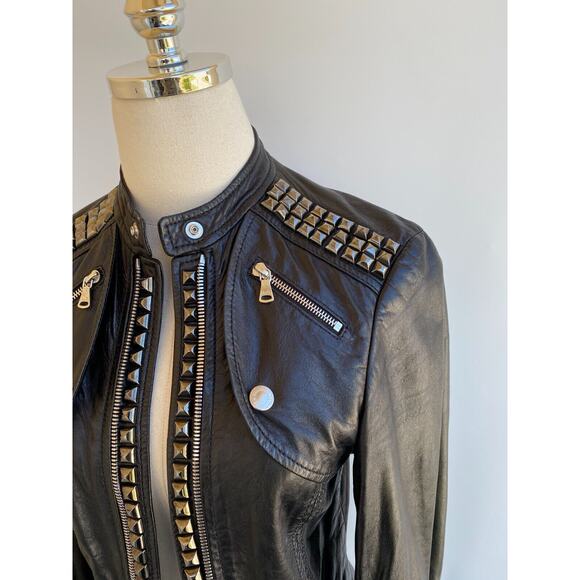 Dolce & Gabbana Studded Lamb Leather Biker Jacket Vintage Size 46, US 10 - Picture 2 of 11
